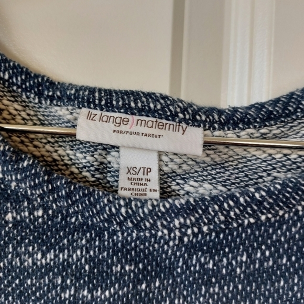Marled Cotton Fitted Sweater Ruched Dress Denim Color Liz Lange Maternity XS - Picture 4 of 5